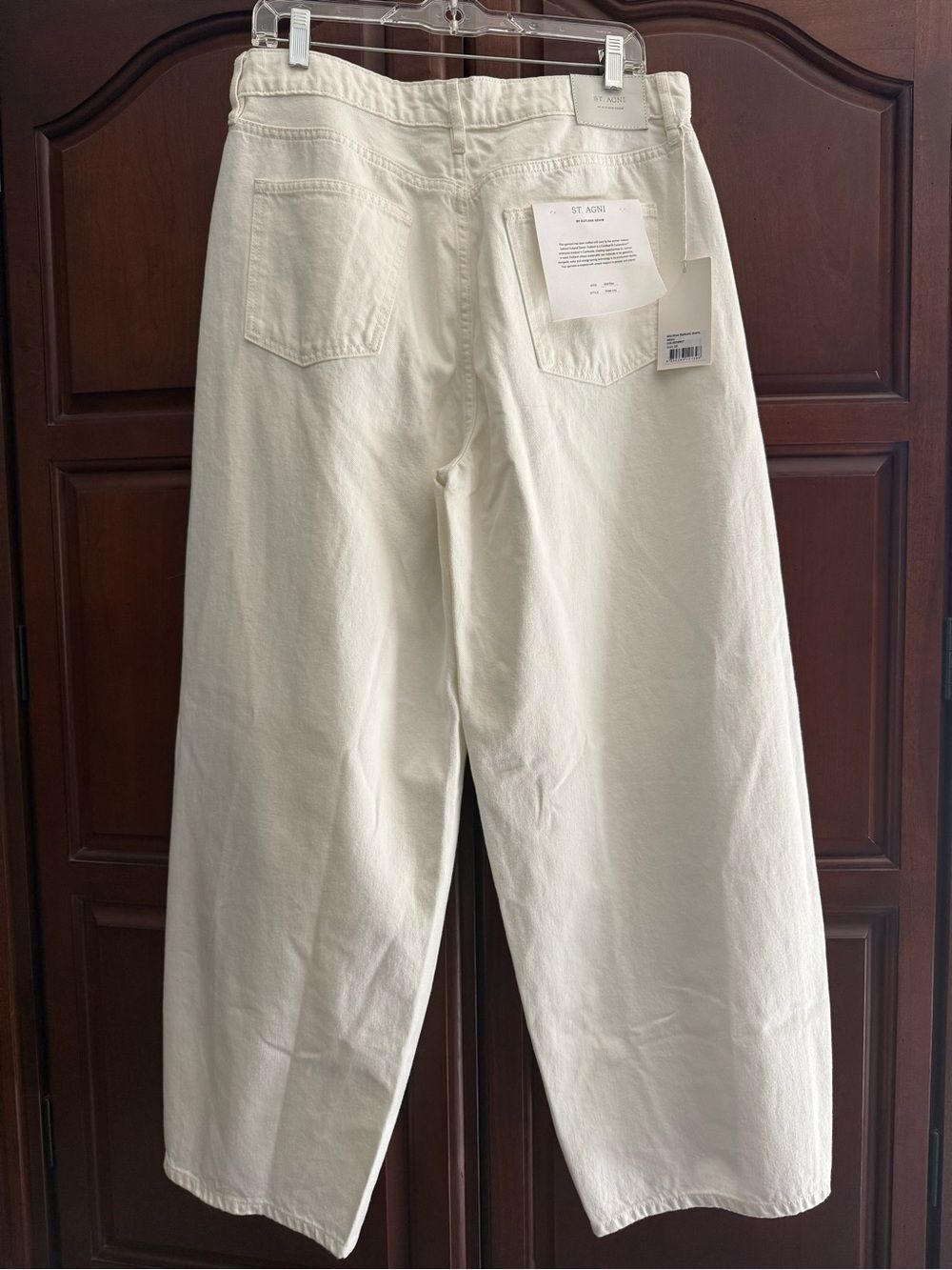 St. Agni Mid-Rise Balloon Jeans in White - Size 29 Rigid Organic Cotton Wide Leg - Picture 2 of 12